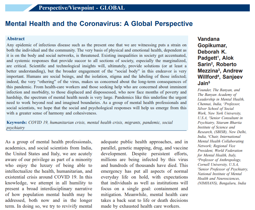 Mental Health and the Coronavirus: A Global Perspective featured image